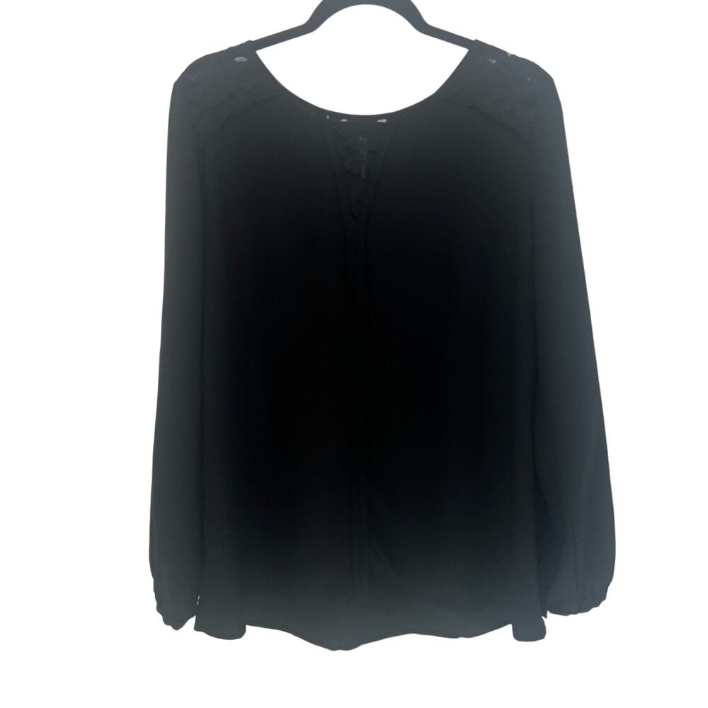 Christopher & Banks Black Blouse with Lace Details XL